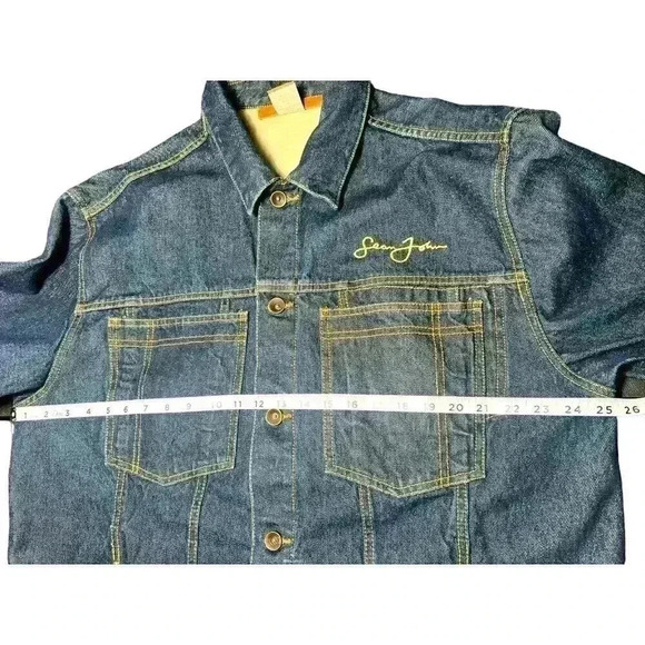 VINTAGE Sean John Jacket Mens XL Blue Denim Trucker 90s Hip Hop Y2K Baggy Logo - Picture 6 of 9